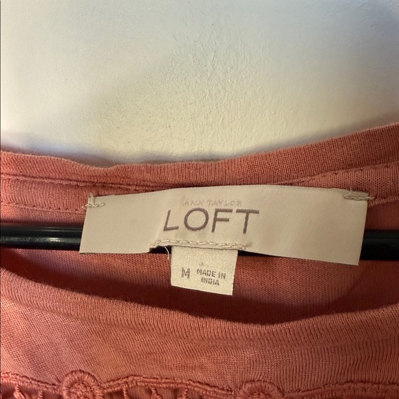 LOFT Short Sleeve Lace Detail Top - Terracotta - Picture 2 of 5